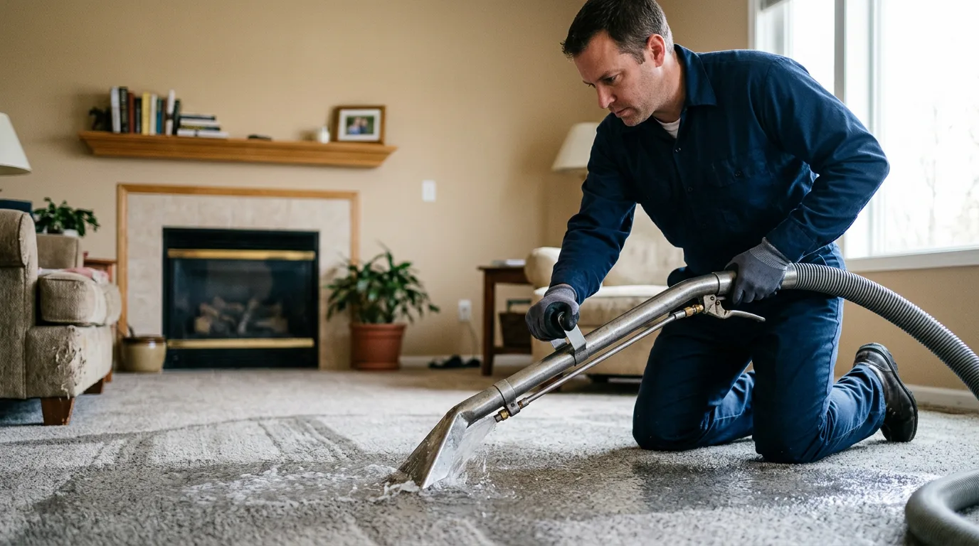 Water damage restoration technician working near Tumwater, WA